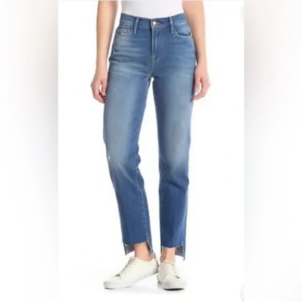 Frame Le Nouveau Straight Asymmetrical Raw Hem Jeans Women’s Size 29 Denim